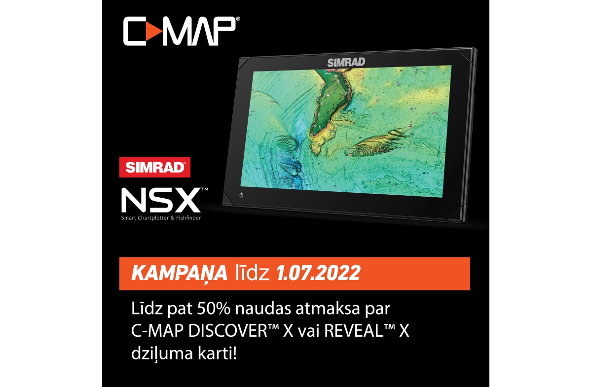 Līdz pat 50% naudas atmaksa par C-MAP DISCOVER™ X vai REVEAL™ X dziļuma karti!