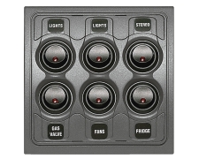 BEP Switch Panel Contour Interior 1000 Series DC 12V 6xOn/Off 6x15A Fuses