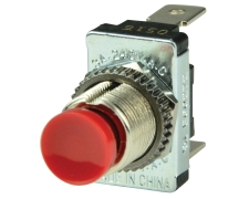 BEP Switch Contact Off-(On) 12V DC 10A Red Button 1/4" Blade Terminals