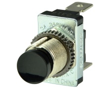 BEP Switch Contact Off-(On) 12V DC 10A Black Button 1/4" Blade Terminals