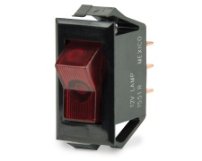 BEP Switch Rocker Off-On Single Pole 12V 1/4" Terminal Blades Illuminated Red