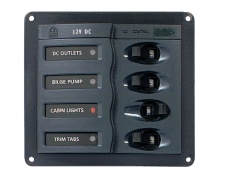 BEP Circuit Breaker Panel DC 12V 4x Single Pole 1x5A 2x10A 1x15A Vertical