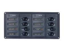 BEP Circuit Breaker Panel DC 12V 8x Single Pole 2x5A 2x10A 3x15A 1x20A Horizontal With DC Color System Monitor (DCSM)
