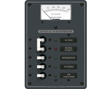 Blue Sea Systems Panel 230VAC 3pos with Main Voltmeter (replaces 8143B-BSS)