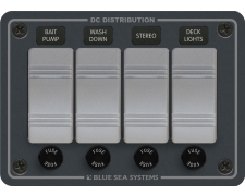 Blue Sea Systems Panel H2O 12VDC AGC 4pos H (replaces 8262B-BSS)