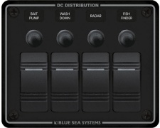 Blue Sea Systems Panel H2O 12VDC CLB 4pos Black H (replaces 8372B-BSS)