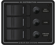 Blue Sea Systems Panel H2O 12VDC CLB 3pos Black V (replaces 8374B-BSS)
