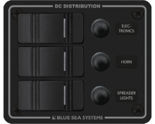 Blue Sea Systems Panel H2O 12VDC CLB 3pos Black V (replaces 8374B-BSS)