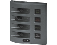 Blue Sea Systems Panel WD 12VDC Fused 4pos Grey (replaces 4304B-BSS)