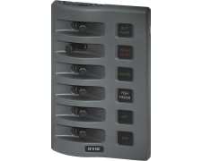 Blue Sea Systems Panel WD 12VDC Fused 6pos Grey (replaces 4306B-BSS)
