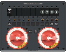 Blue Sea Systems Panel DC Battery Management Triple Bank With Emergency Cross Connect Incl 2x5511e-BSS