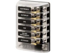 Blue Sea Systems Fuse Block 3AG 6circuit with ground (Bulk)