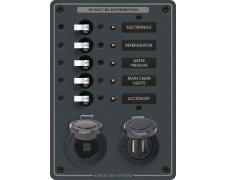 Blue Sea Systems Panel CB 12vdc Sckt & USB