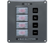 Blue Sea Systems Panel Switch H2O CB 4pos Grey (replaces 4320B-BSS)