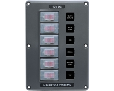 Blue Sea Systems Panel Switch H2O CB 6pos Grey (replaces 4322B-BSS)