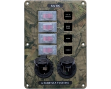 Blue Sea Systems Panel Switch H2O CB 4pos Socket & USB Camo (replaces 4324B-BSS)