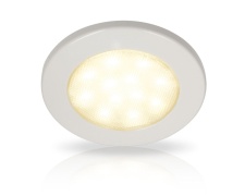 Warm White EuroLED 115 LED Downlights 10-33V DC, White plastic rim