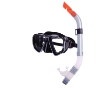Combo set w/ silicone mask & silicone snorkel, black-silver
