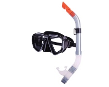 Combo set w/ silicone mask & silicone snorkel, black-silver