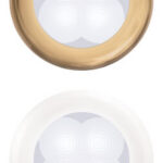LED lamp, Slim Line, ümmargune, soe valge valgus, valge plastik raam, 24V