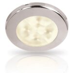 RAKINO w.white LED downlight Spread 12V DC polished. SS rim 75mm