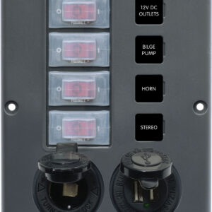 Blue Sea Systems paneel SWITCH H2O CB 4POS SCKT & USB hall