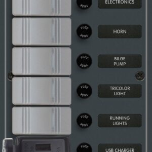 Blue Sea Systems PANEL H2O CB USB 12/24VDC 5POS VERT GR