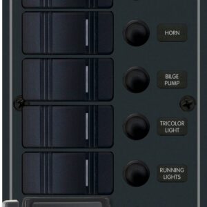 Blue Sea Systems PANEL H2O CB USB 12/24VDC 5POS VERT BL