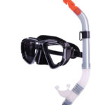 Combo set w/ silicone mask & silicone snorkel, black-silver