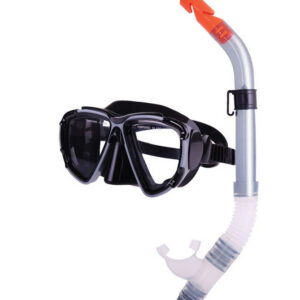 Combo set w/ silicone mask & silicone snorkel, black-silver