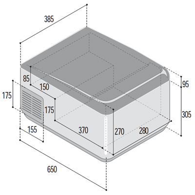 C41D, Portable refrigerator with digital thermostat, 41L, 12/24Vdc - Image 2
