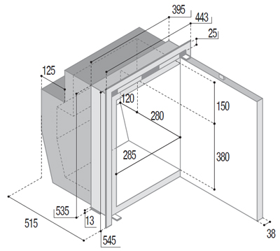 C51iX OCX2, Single door refrigerator , 51L, 12/24Vdc, Internal - Image 2