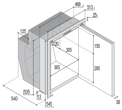 C62iX OCX2, Single door refrigerator , 62L, 12/24Vdc, Internal - Image 2