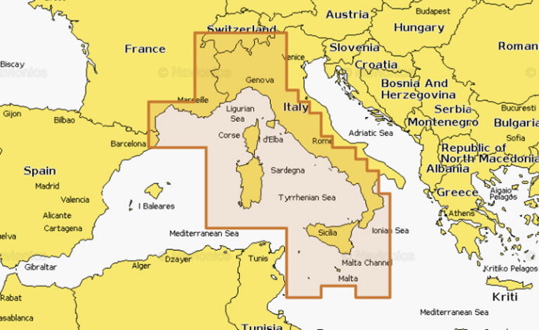 Navionics+ NAEU12R Mediteranean Sea, Central & West