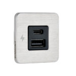 TILE - USB-A / USB-C Interiors Charging Socket 12/24V - Brushed Stainless Bezel