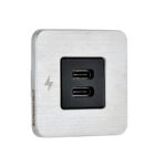 TILE - USB-C / USB-C Interiors Charging Socket 12/24V - Brushed Stainless Bezel