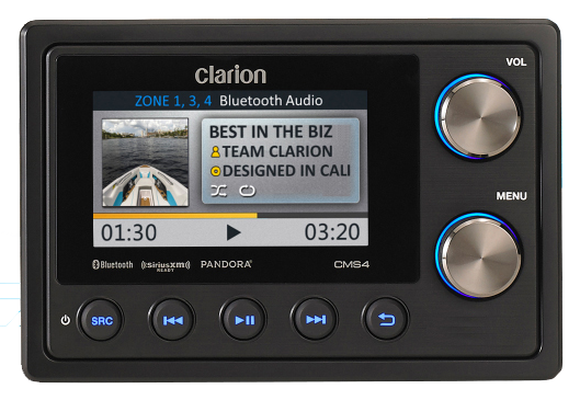 CMS4 4-zone Marine Black Box Digital Media Reciever with watertight commander