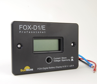 FOX-D1/E voltage/current display flush mount version, max. 20 A, 8-30 V